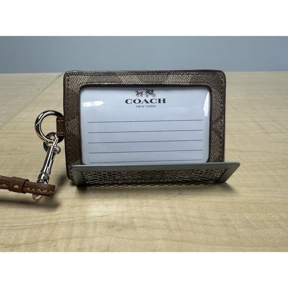 Coach Signature C PVC Canvas Leather ID Holder Lanyard - Picture 2 of 6